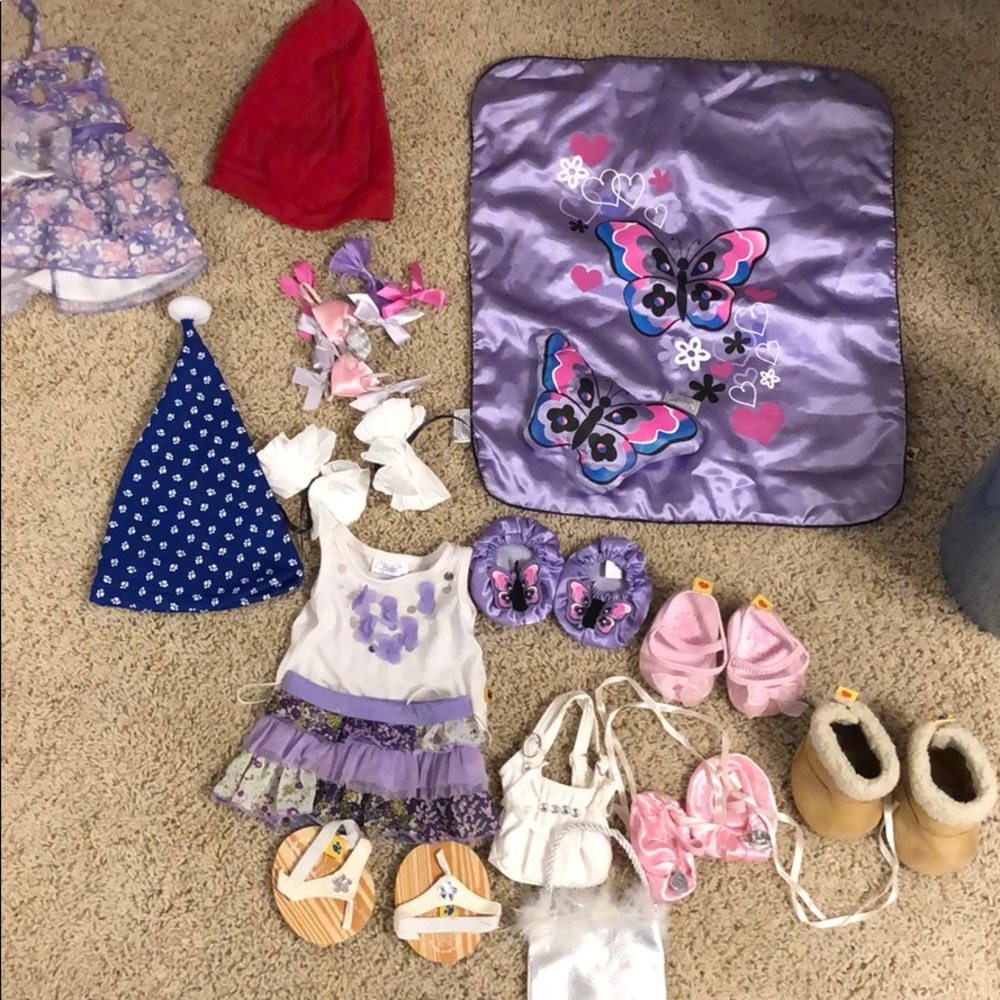 Two Build A Bear Outfits and 5 Shoes